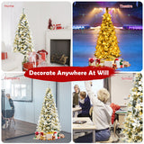 NNECW 1.8M Pre-Lit Snow-Flocked Artificial Christmas Tree with 471 Tips and 250 LED Lights for Decorations