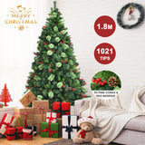 NNECW 1.8m Artificial Christmas Tree with Pine Cones for Decorations