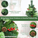 NNECW 1.8m Artificial Christmas Tree with Pine Cones for Decorations