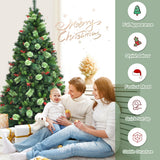 NNECW 1.8m Artificial Christmas Tree with Pine Cones for Decorations
