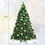 NNECW 1.8m Artificial Christmas Tree with Pine Cones for Decorations