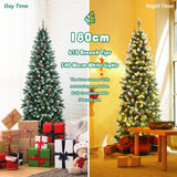 NNECW 1.8 M Pre-lit Christmas Tree with 618 PVC Branch Tips for Residential Commercial Use