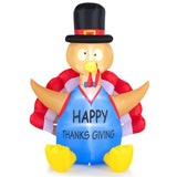 NNECW 182 CM Thanksgiving Inflatable Turkey with Pilgrim Hat for Decoration
