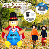 NNECW 182 CM Thanksgiving Inflatable Turkey with Pilgrim Hat for Decoration