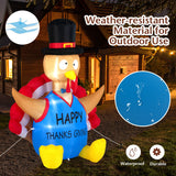 NNECW 182 CM Thanksgiving Inflatable Turkey with Pilgrim Hat for Decoration
