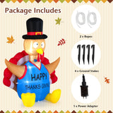 NNECW 182 CM Thanksgiving Inflatable Turkey with Pilgrim Hat for Decoration
