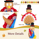 NNECW 182 CM Thanksgiving Inflatable Turkey with Pilgrim Hat for Decoration