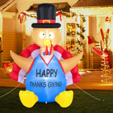 NNECW 182 CM Thanksgiving Inflatable Turkey with Pilgrim Hat for Decoration