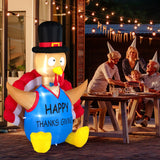 NNECW 182 CM Thanksgiving Inflatable Turkey with Pilgrim Hat for Decoration
