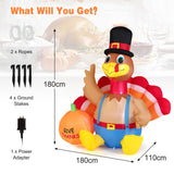 NNECW 180 CM Thanksgiving Inflatable Turkey with Pumpkin for Lawn & Party