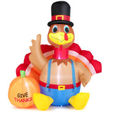 NNECW 180 CM Thanksgiving Inflatable Turkey with Pumpkin for Lawn & Party