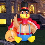 NNECW 180 CM Thanksgiving Inflatable Turkey with Pumpkin for Lawn & Party