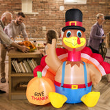 NNECW 180 CM Thanksgiving Inflatable Turkey with Pumpkin for Lawn & Party