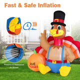 NNECW 180 CM Thanksgiving Inflatable Turkey with Pumpkin for Lawn & Party