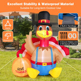 NNECW 180 CM Thanksgiving Inflatable Turkey with Pumpkin for Lawn & Party
