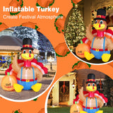 NNECW 180 CM Thanksgiving Inflatable Turkey with Pumpkin for Lawn & Party