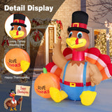 NNECW 180 CM Thanksgiving Inflatable Turkey with Pumpkin for Lawn & Party