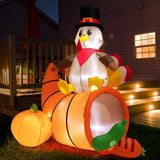NNECW 180 CM Thanksgiving Inflatable Turkey on Cornucopia for Family