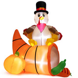 NNECW 180 CM Thanksgiving Inflatable Turkey on Cornucopia for Family