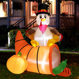 NNECW 180 CM Thanksgiving Inflatable Turkey on Cornucopia for Family