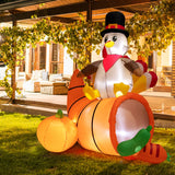 NNECW 180 CM Thanksgiving Inflatable Turkey on Cornucopia for Family