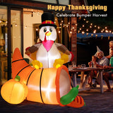 NNECW 180 CM Thanksgiving Inflatable Turkey on Cornucopia for Family