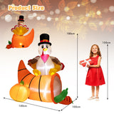 NNECW 180 CM Thanksgiving Inflatable Turkey on Cornucopia for Family