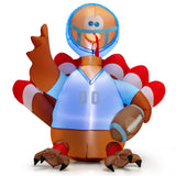 NNECW 150 CM Inflatable Turkey Football Player with LED Lights for Thanksgiving