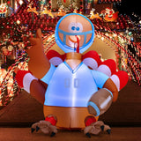 NNECW 150 CM Inflatable Turkey Football Player with LED Lights for Thanksgiving