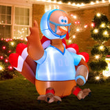 NNECW 150 CM Inflatable Turkey Football Player with LED Lights for Thanksgiving