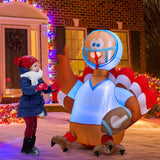 NNECW 150 CM Inflatable Turkey Football Player with LED Lights for Thanksgiving