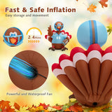 NNECW 150 CM Inflatable Turkey Football Player with LED Lights for Thanksgiving
