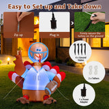 NNECW 150 CM Inflatable Turkey Football Player with LED Lights for Thanksgiving