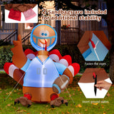 NNECW 150 CM Inflatable Turkey Football Player with LED Lights for Thanksgiving