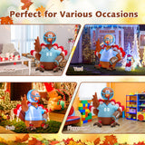 NNECW 150 CM Inflatable Turkey Football Player with LED Lights for Thanksgiving