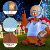 NNECW 150 CM Inflatable Turkey Football Player with LED Lights for Thanksgiving