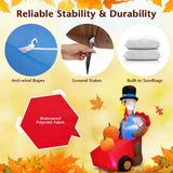 NNECW 180 CM Thanksgiving Inflatable Turkey Pushing Pumpkin Cart for Lawn