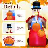 NNECW 180 CM Thanksgiving Inflatable Turkey Pushing Pumpkin Cart for Lawn