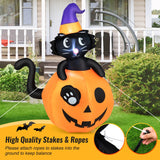 NNECW 150CM Halloween Inflatable Black Cat Sitting in Pumpkin for Yard & Garden