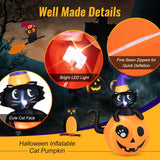 NNECW 150CM Halloween Inflatable Black Cat Sitting in Pumpkin for Yard & Garden