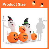 NNECW 170CM Long Halloween Inflatable 4 Pumpkins & 2 Ghosts Combo for Decoration