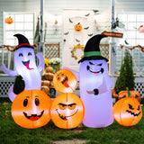 NNECW 170CM Long Halloween Inflatable 4 Pumpkins & 2 Ghosts Combo for Decoration