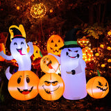 NNECW 170CM Long Halloween Inflatable 4 Pumpkins & 2 Ghosts Combo for Decoration
