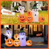 NNECW 170CM Long Halloween Inflatable 4 Pumpkins & 2 Ghosts Combo for Decoration