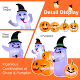 NNECW 170CM Long Halloween Inflatable 4 Pumpkins & 2 Ghosts Combo for Decoration
