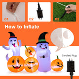 NNECW 170CM Long Halloween Inflatable 4 Pumpkins & 2 Ghosts Combo for Decoration