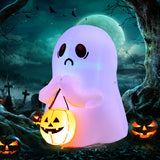 NNECW 120 CM Halloween Inflatable Ghost with Pumpkin Lantern for Decoration