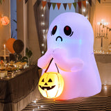 NNECW 120 CM Halloween Inflatable Ghost with Pumpkin Lantern for Decoration