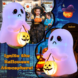 NNECW 120 CM Halloween Inflatable Ghost with Pumpkin Lantern for Decoration