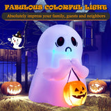 NNECW 120 CM Halloween Inflatable Ghost with Pumpkin Lantern for Decoration